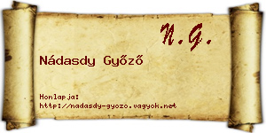 Nádasdy Győző névjegykártya