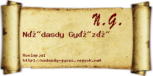 Nádasdy Győző névjegykártya